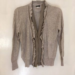 J crew sweater with ruffled collar,beige